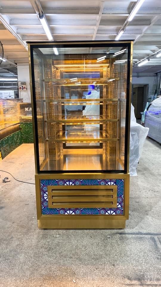 Pasta Dolabı Gold Mermer Dekorlu Dik Model