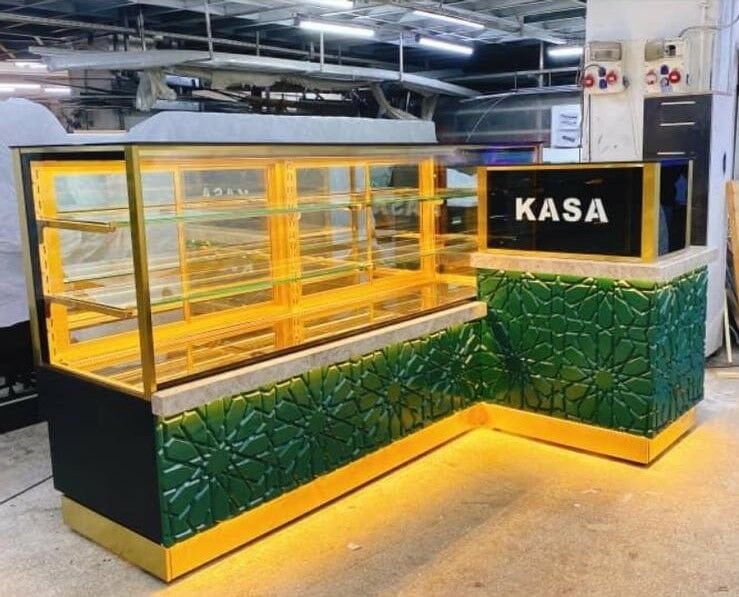 Pasta Dolabı Seti Ahşap Dekorlu Model Yeşil