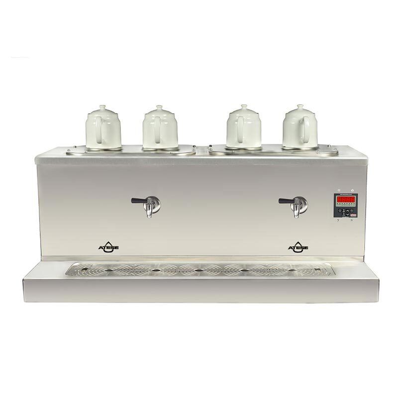 Ateşe Cappadocia Smart Gaz+Elektrikli 4 Demlikli Çay Makinesi, INOX CSGE4