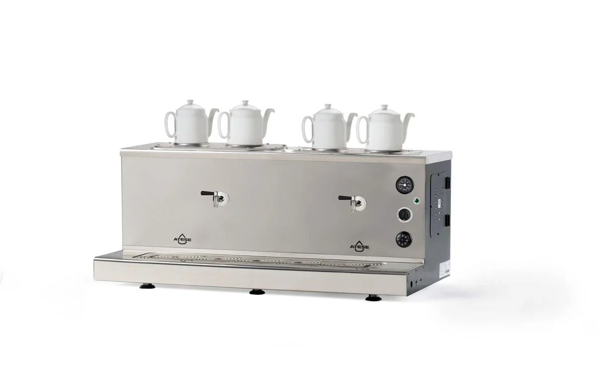Ateşe Sumela Analog Gaz+Elektrikli 4 Demlikli Çay Makinesi, STATIC SAGE4