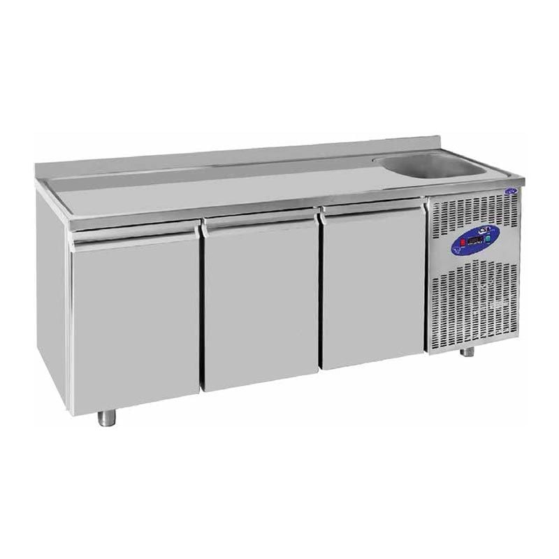 CSAİNOX Evyeli Buzdolabı, 3 Kapılı, 400 L, CS.TEK.3.600.E