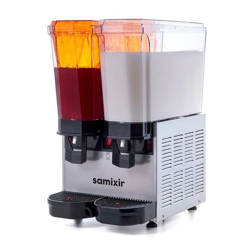 Samixir Klasik Twin Soğuk İçecek Dispenseri, 20+20 L, Fıskiyeli ve Karıştırıcılı, Inox, 40.SMI