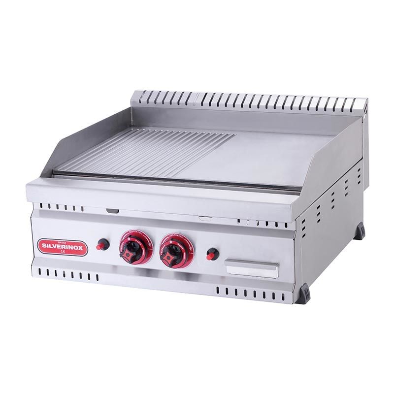 SilverInox 600 Seri Yarı Oluklu Izgara, 60x60 cm, Gazlı PG-60-Y