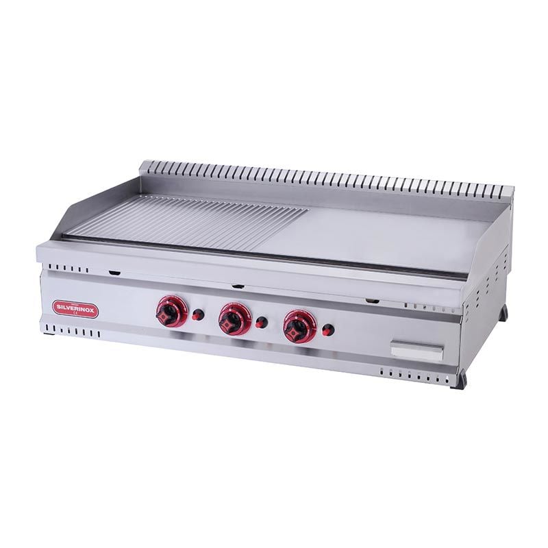 SilverInox 600 Seri Yarı Oluklu Izgara, 80x60 cm, Gazlı PG-80-Y