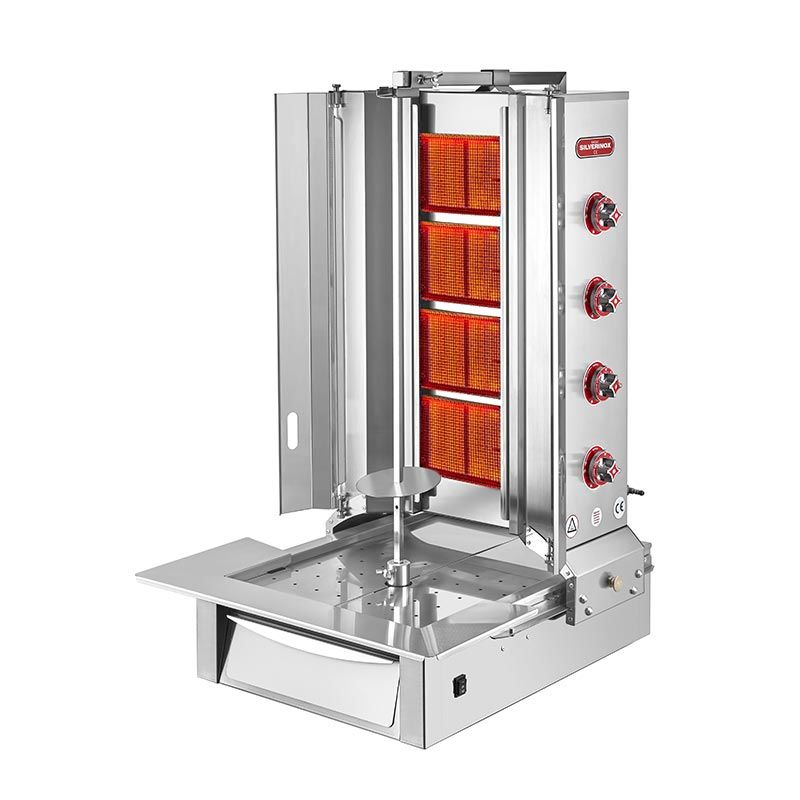 SilverInox Alttan Motorlu Döner Ocağı, 4 Radyanlı, Doğalgazlı, 2166-A4