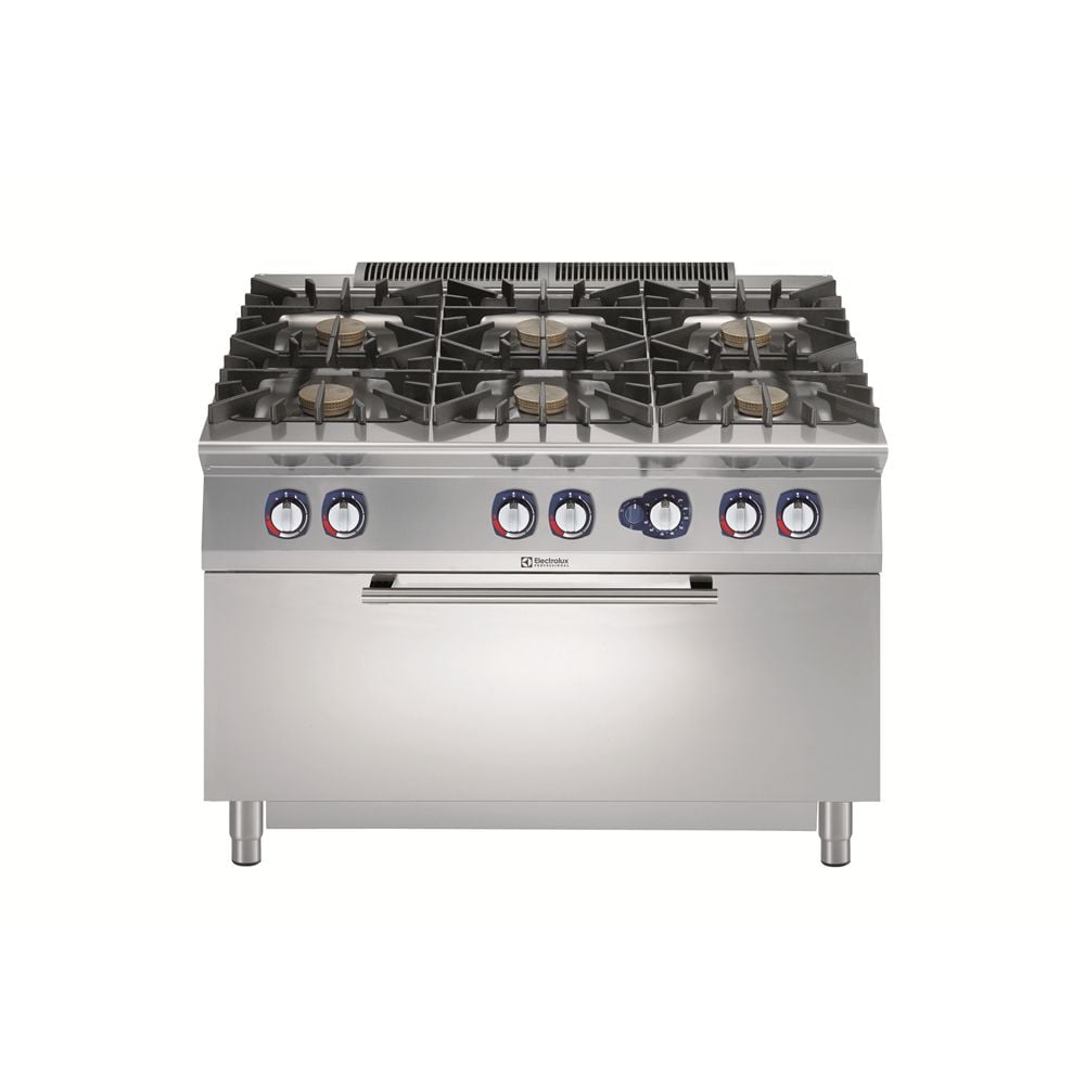 Electrolux 6 Açık Ateşli Gazlı Kuzine, Her Brulör 10 kW, Büyük Gazlı Fırın (12kW) - 1200 mm, 391581