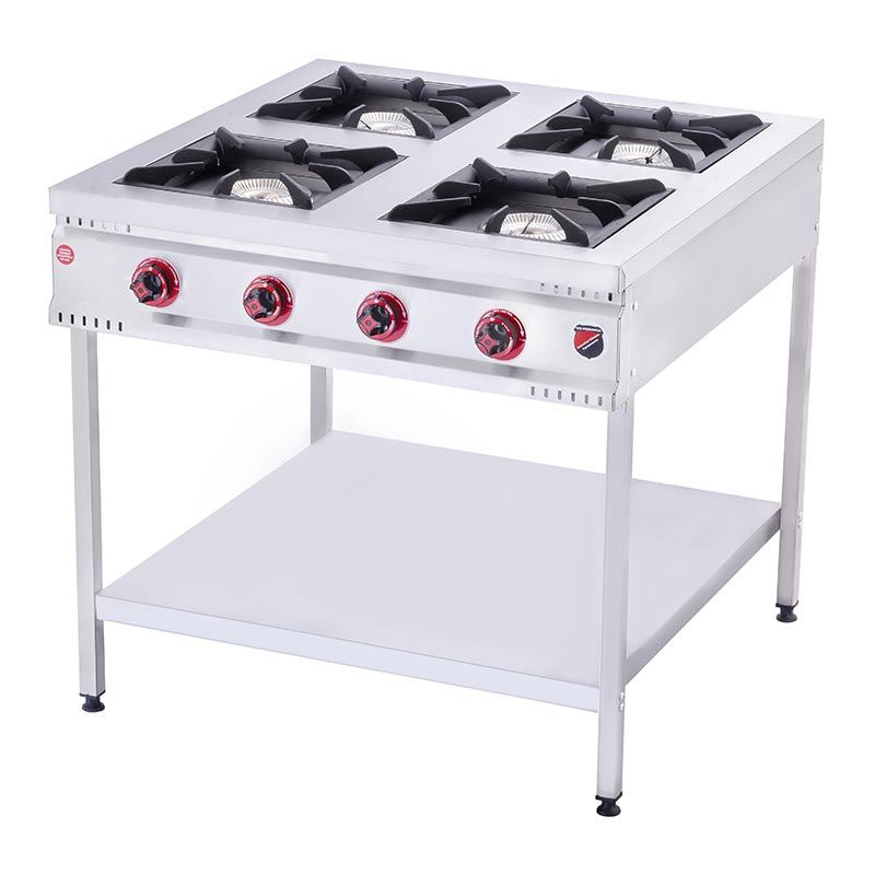 SilverInox Taban Raflı 4 Gözlü Midi Ocak, 90x90x85 cm, LPG'li Ce, TB-4G