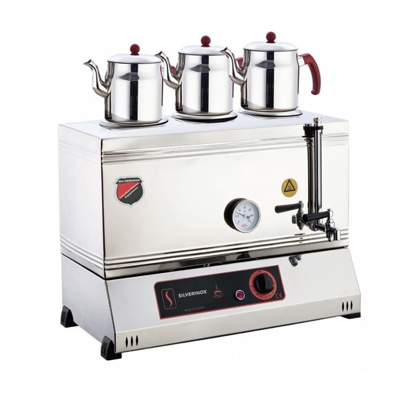 SilverInox 60 Model Kaynaklı Çay Ocağı, 3 Demlikli, 33 L, Elektrikli, 2122