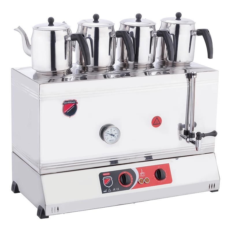 SilverInox 85 Model Kaynaklı Çay Ocağı, 4 Demlikli, 58 L, Elektrikli, 2123