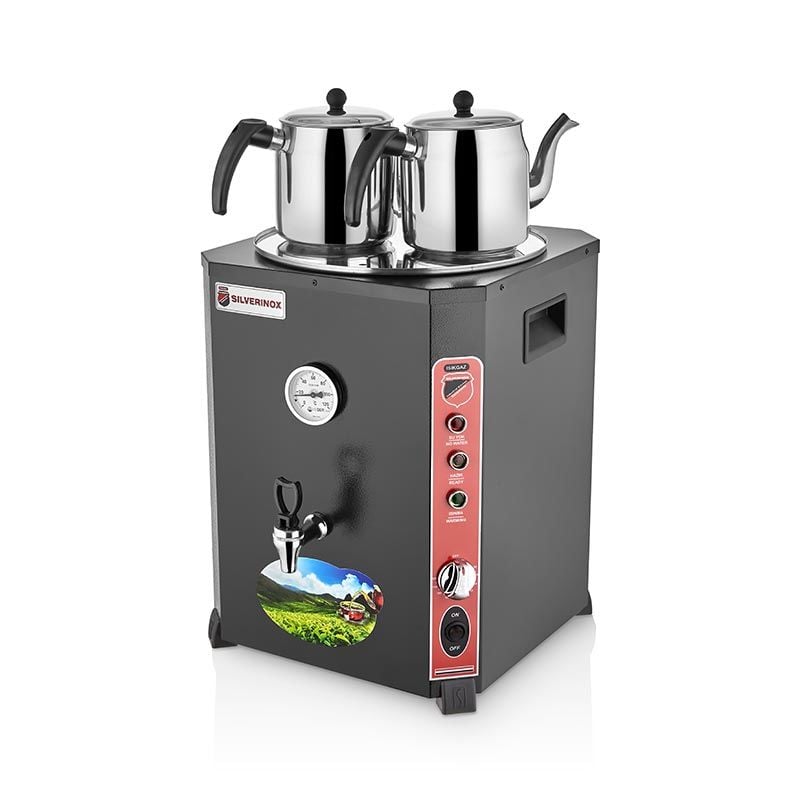 SilverInox Elite Çay Makinesi, 2 Demlikli, 23 L, Siyah, EL-02S