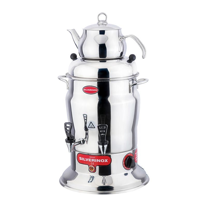 SilverInox Crown Çay Semaveri, 2 Demlikli, 100 Bardak Kapasiteli, 10 L, 2201
