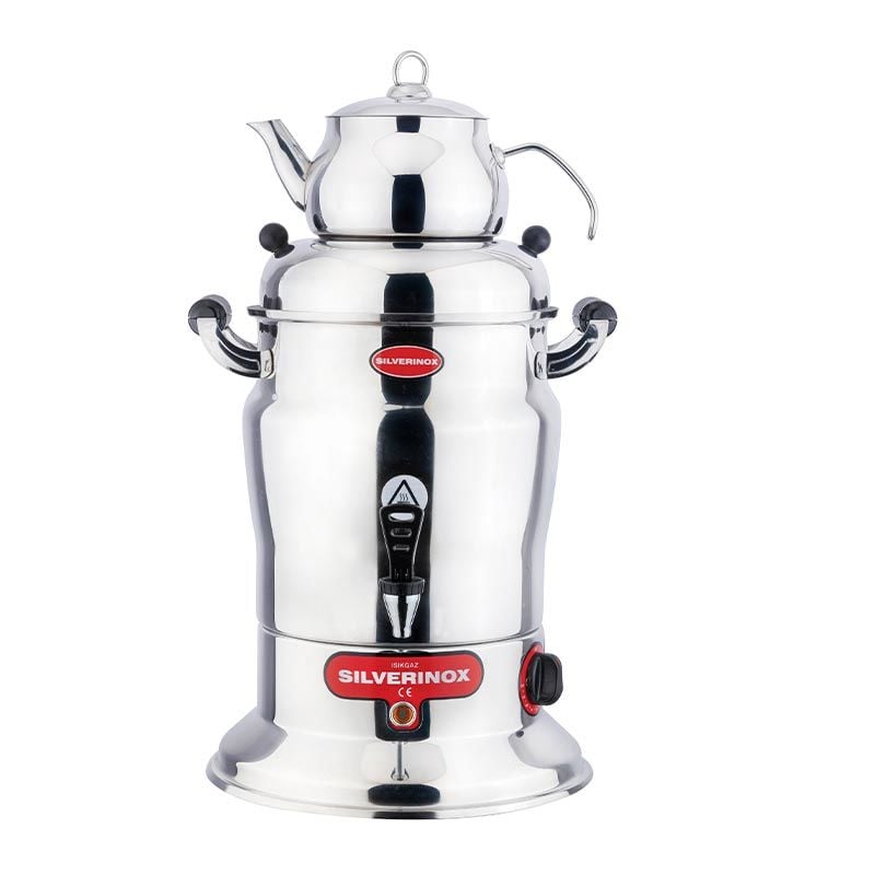 SilverInox Crown Çay Semaveri, Tek Demlikli, 160 Bardak Kapasiteli, 16 L, 2202-1