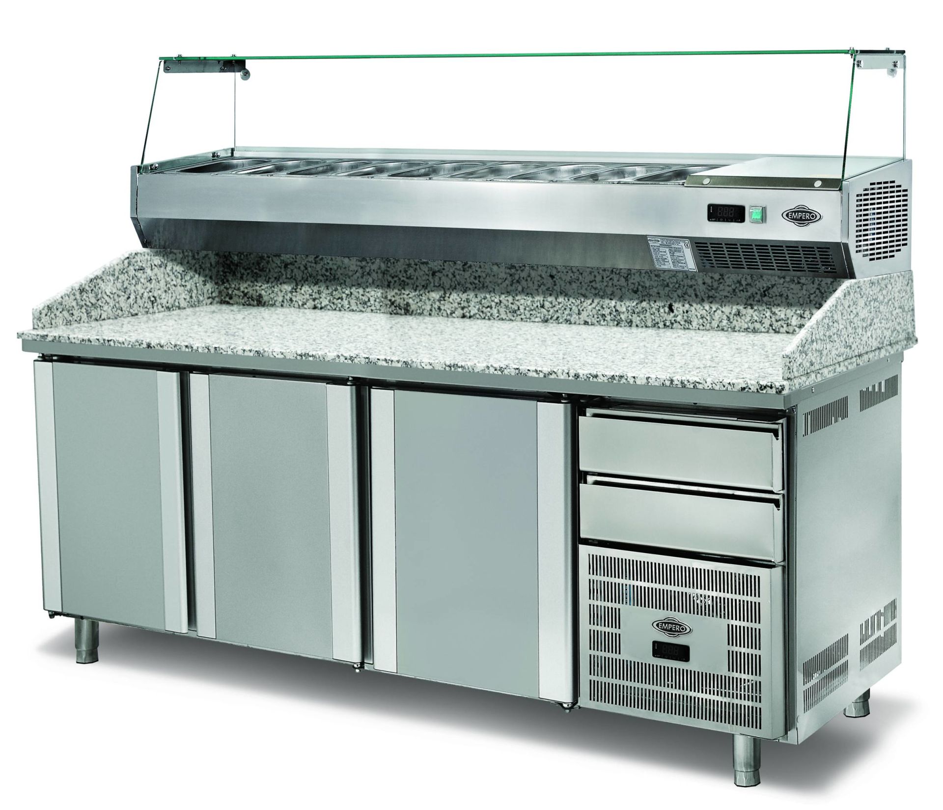 Empero Pizza Hazırlık Buzdolabı Granit Tablalı, 3 Kapılı EMP.210.80.02