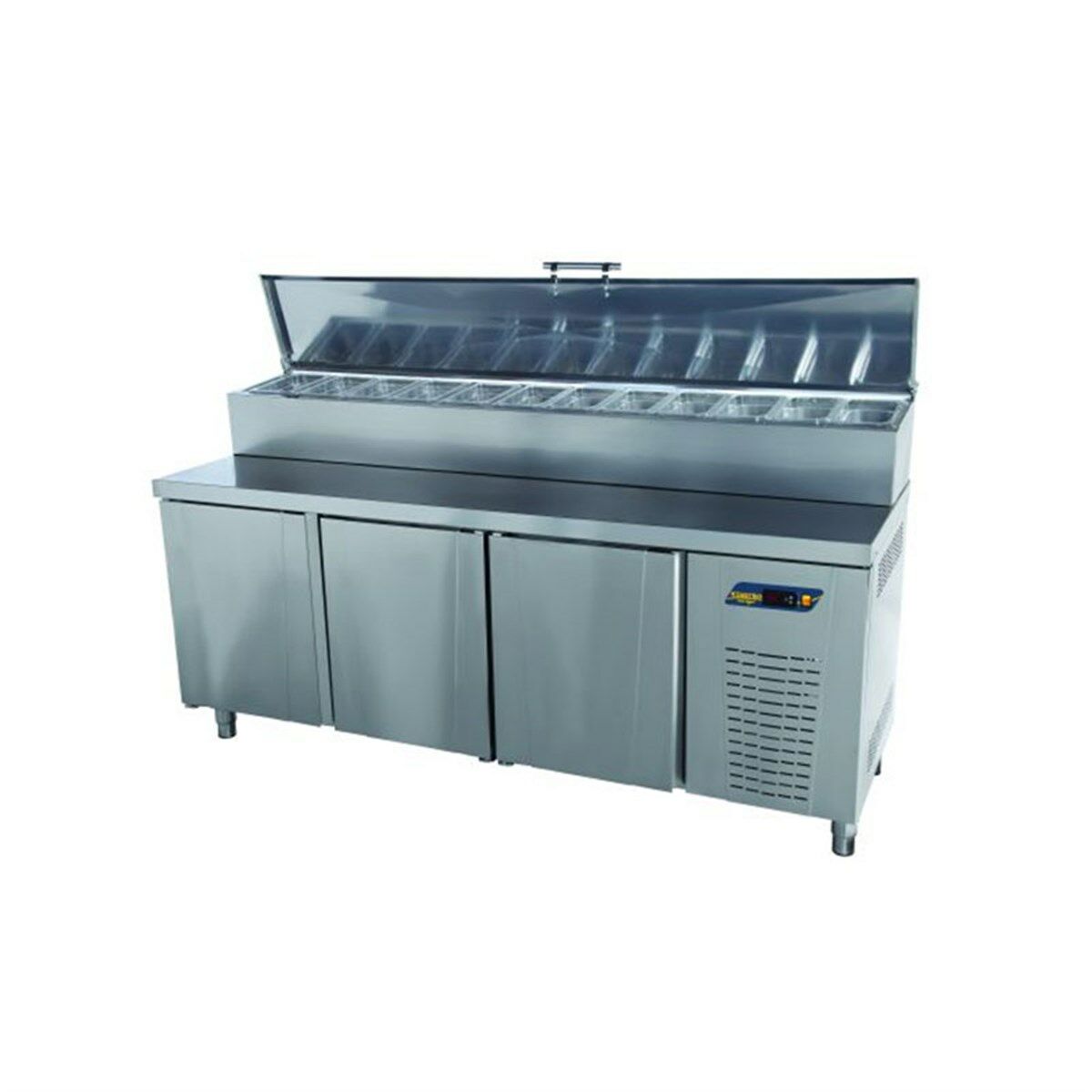 Ndustrio Pizza Hazırlık Buzdolabı 3 Kapılı, 12xGN 1/4 Küvetli MUR-73
