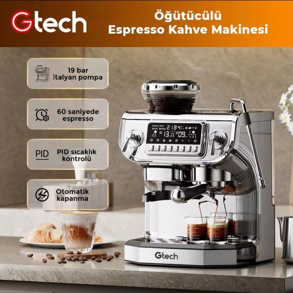 Gtech PID Ev Tipi Öğütücülü Barista Espresso Kahve Makinesi, 1 Gruplu, ST-530ED