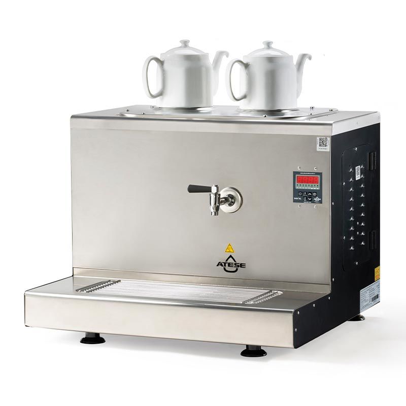 Ateşe Cappadocia Dijital 2 Demlikli Çay Kazanı Elektrikli 30 L, Inox CDE2