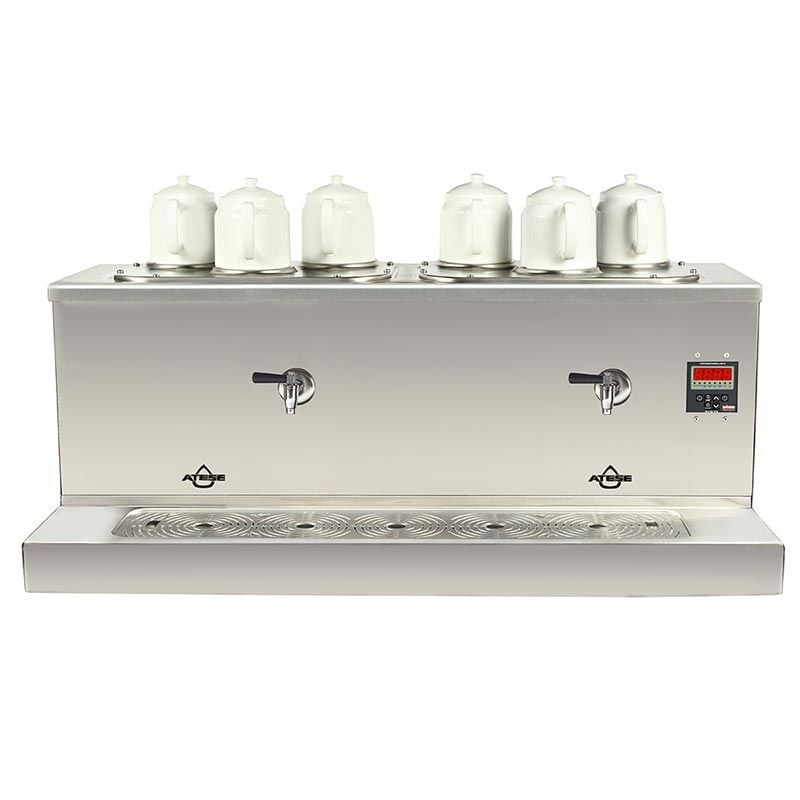 Ateşe Cappadocia Dijital 6 Demlikli Çay Kazanı Elektrikli 30+30 L, Inox CDE6