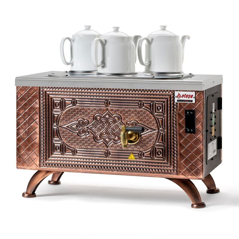 Ateşe Efes Dijital 3 Demlikli Çay Kazanı, Elektrikli, Statik Boya, RETRO EDE3