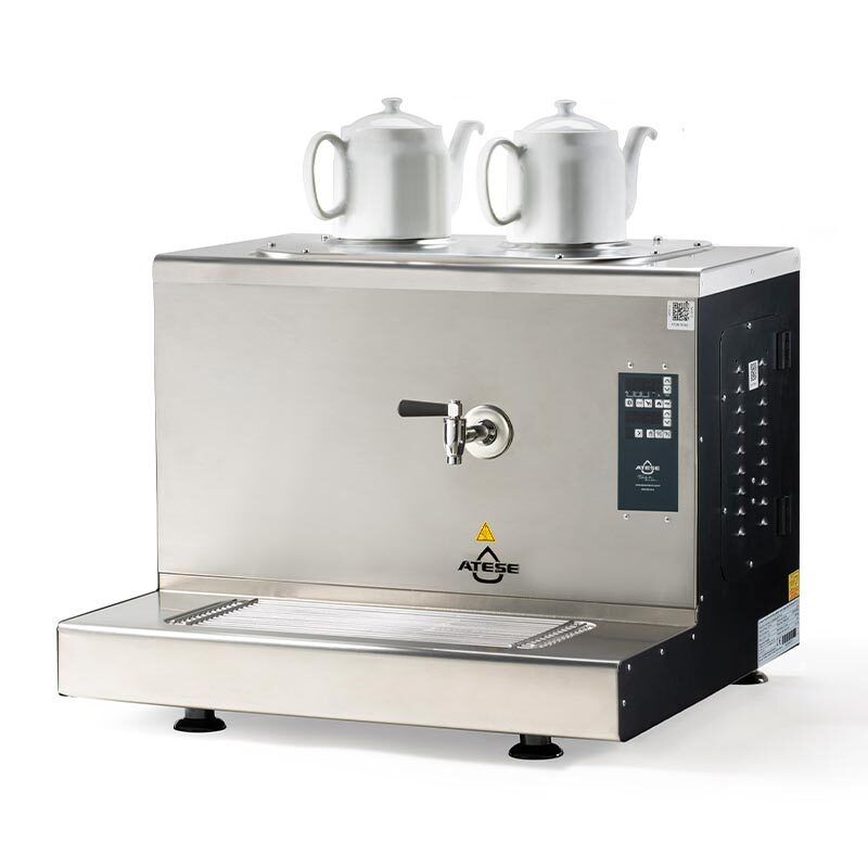 Ateşe Cappadocia Smart Plus Gaz+Elektrikli 2 Demlikli Çay Makinesi, INOX CSPGE2