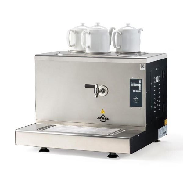 Ateşe Cappadocia Smart Plus Gaz+Elektrikli 3 Demlikli Çay Makinesi, INOX CSPGE3