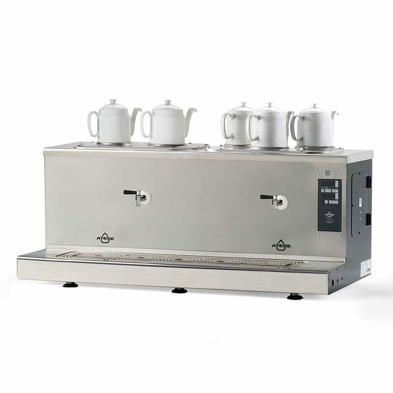 Ateşe Cappadocia Smart Plus Gaz+Elektrikli 5 Demlikli Çay Makinesi, INOX CSPGE5