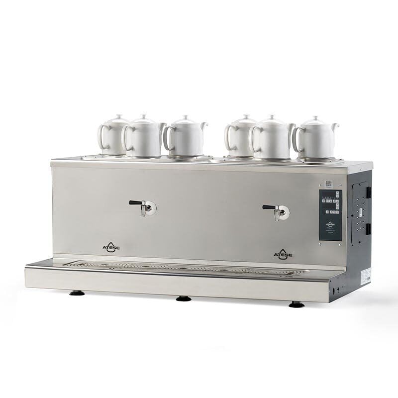 Ateşe Cappadocia Smart Plus Gaz+Elektrikli 6 Demlikli Çay Makinesi, INOX CSPGE6