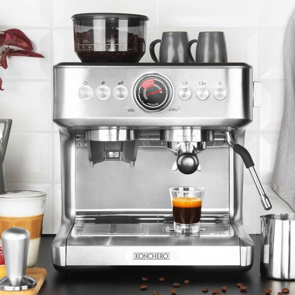 Konchero Serena 5023 PID Çift Kazanlı Öğütücülü Barista Espresso Kahve Makinesi, 1 Gruplu