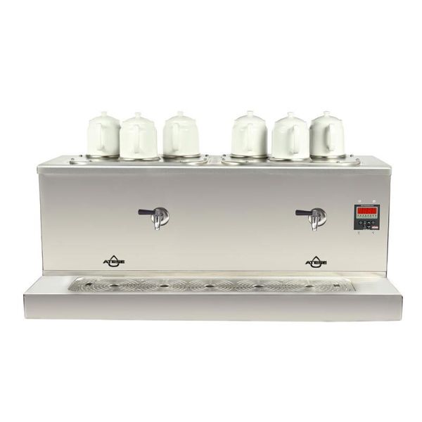 Ateşe Cappadocia Smart Gaz+Elektrikli 6 Demlikli Çay Makinesi, INOX CSGE6