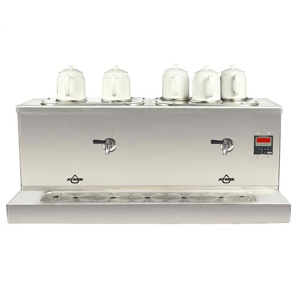 Ateşe Cappadocia Dijital Gaz+Elektrikli 5 Demlikli Çay Makinesi, INOX CDGE 5