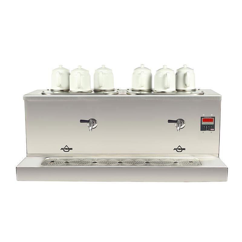 Ateşe Cappadocia Dijital Gaz+Elektrikli 6 Demlikli Çay Makinesi, INOX CDGE 6