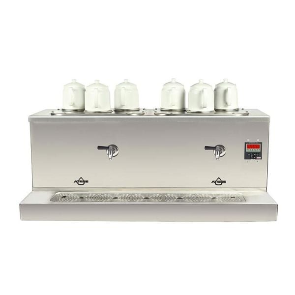 Ateşe Cappadocia Dijital Gaz+Elektrikli 6 Demlikli Çay Makinesi, INOX CDGE 6