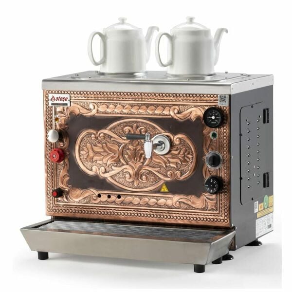 Ateşe Sumela Analog Gaz+Elektrikli 2 Demlikli Çay Makinesi, STATIC SAGE2