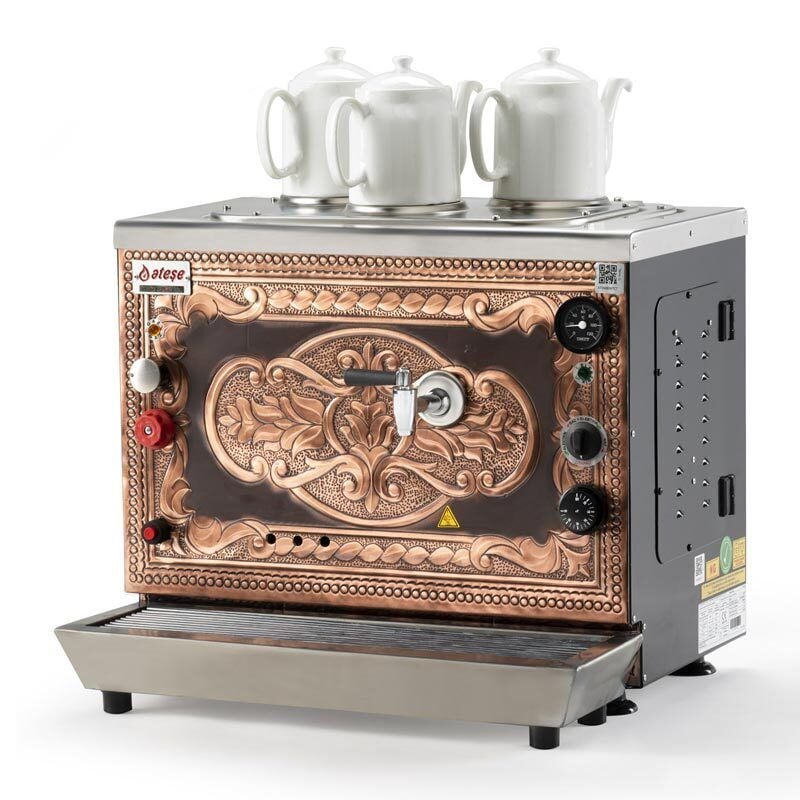 Ateşe Sumela Analog Gaz+Elektrikli 3 Demlikli Çay Makinesi, STATIC SAGE3