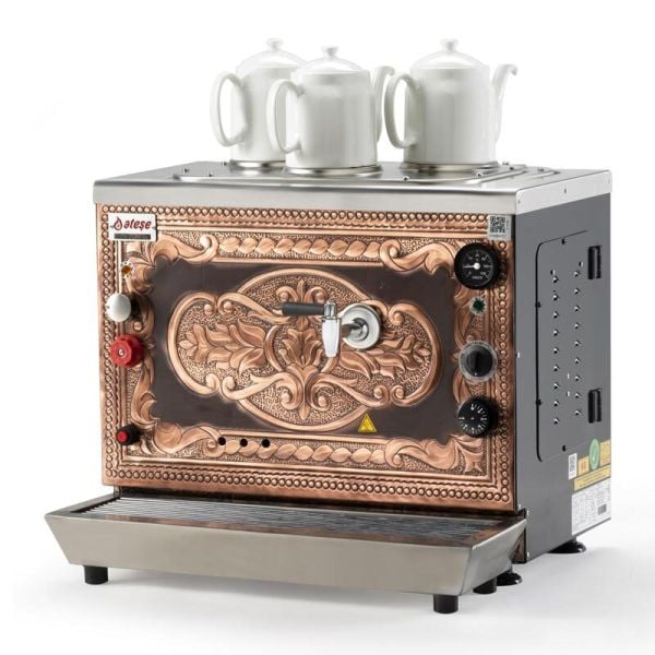 Ateşe Sumela Analog Gaz+Elektrikli 3 Demlikli Çay Makinesi, STATIC SAGE3