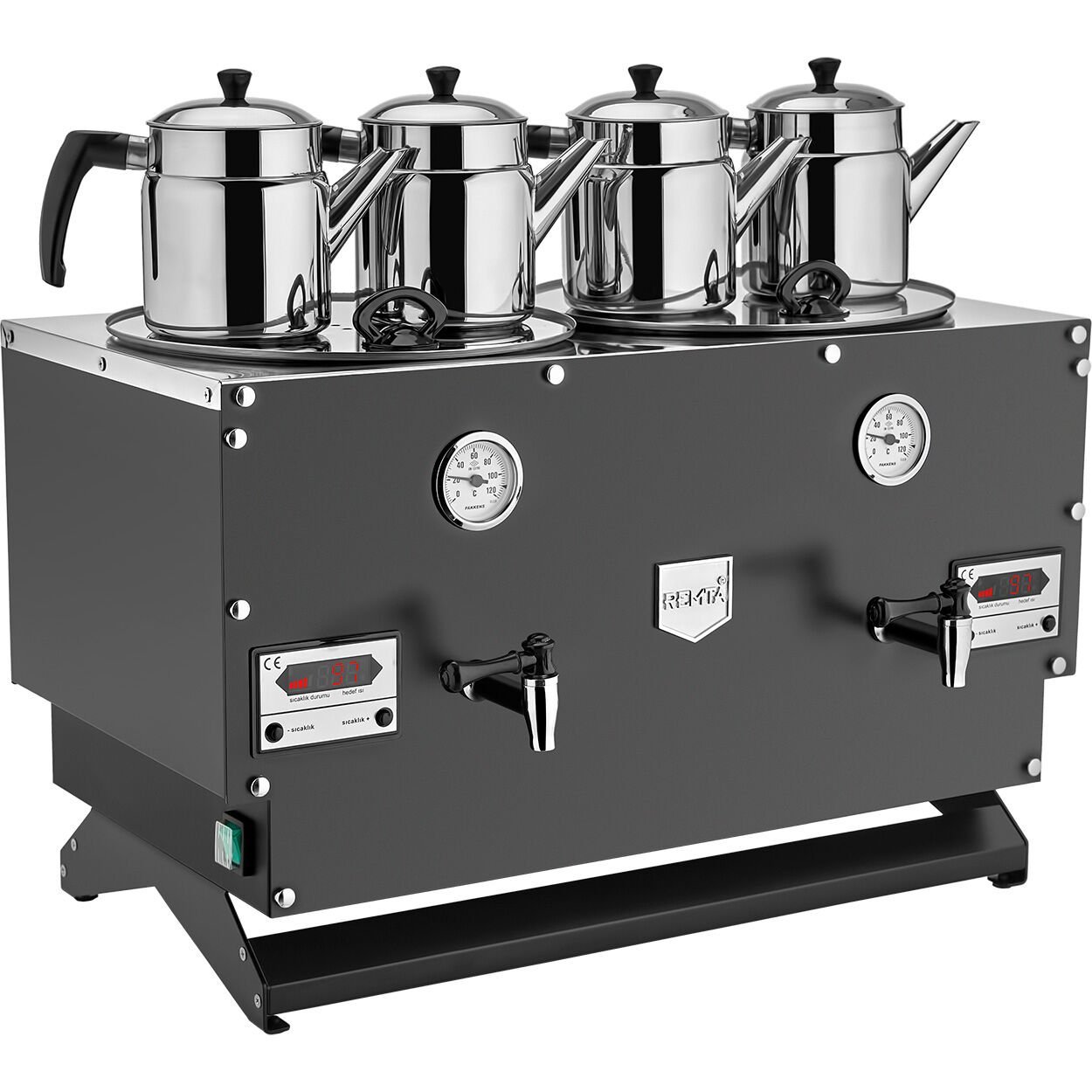 Remta Çift Cidarlı 4 Demlikli Elektrikli Çay Makinesi, 43 lt Şamandıralı EP04(L)