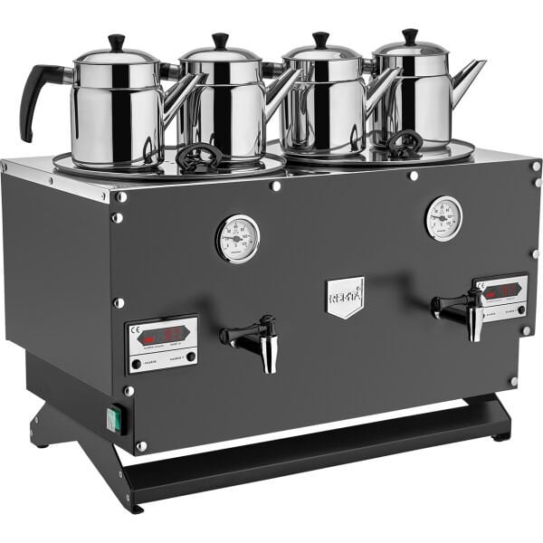 Remta Çift Cidarlı 4 Demlikli Elektrikli Çay Makinesi, 43 lt Şamandıralı EP04(L)