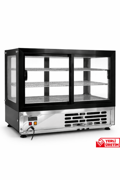 Vosco 120L Tezgah Üstü Soğutmalı Vitrin Dolabı, Panoramik Camlı