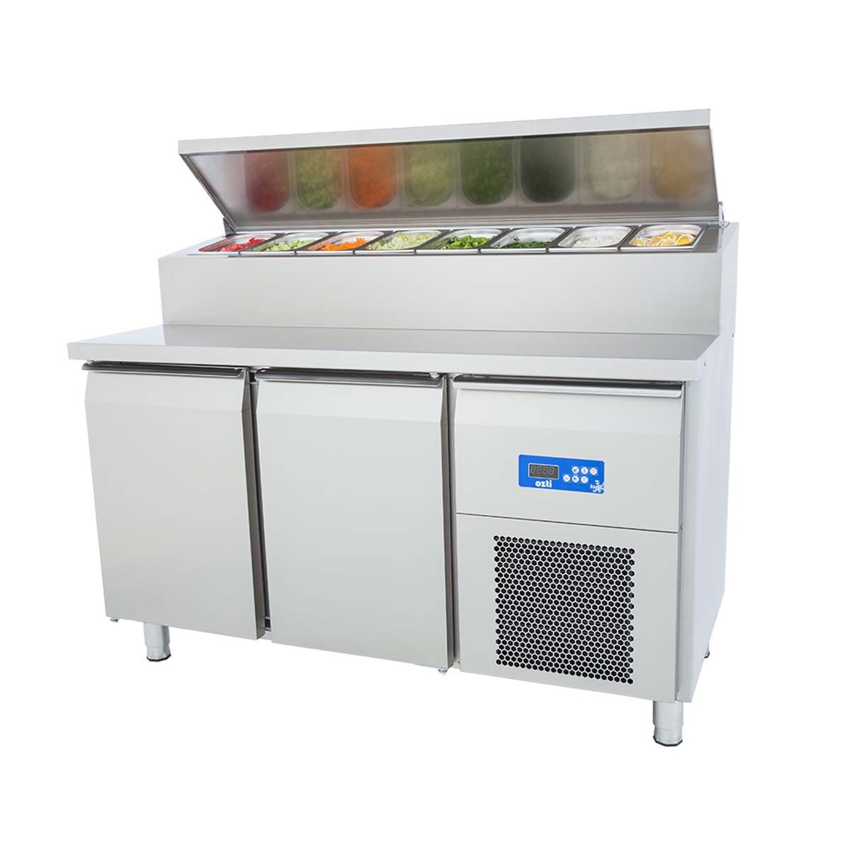 Öztiryakiler 2 Kapılı Tezgah Tip Buzdolabı Pizza Hazırlık Tablalı 142x70 Cm 301 Lt
