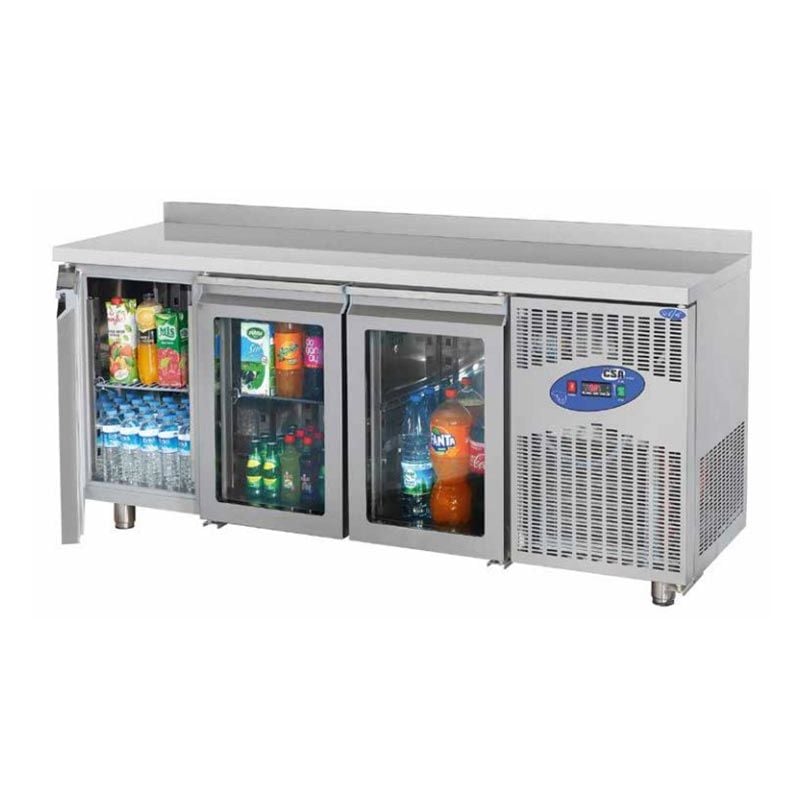CSAİNOX Tezgah Tipi Buzdolabı 3 Cam Kapılı, 400 L, CS.TEZ.3.600.C