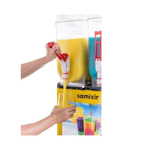 Samixir Ice Slush Twin Meyve Suyu Dispenseri, 12+12 L, Sarı, SLUSH24.YA