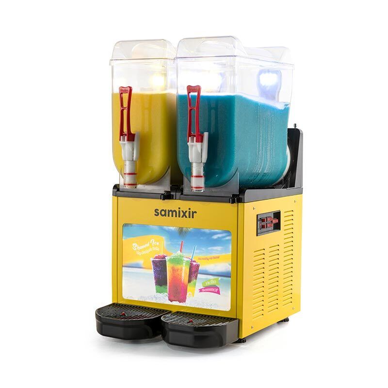 Samixir Ice Slush Twin Meyve Suyu Dispenseri, 12+12 L, Sarı, SLUSH24.YA