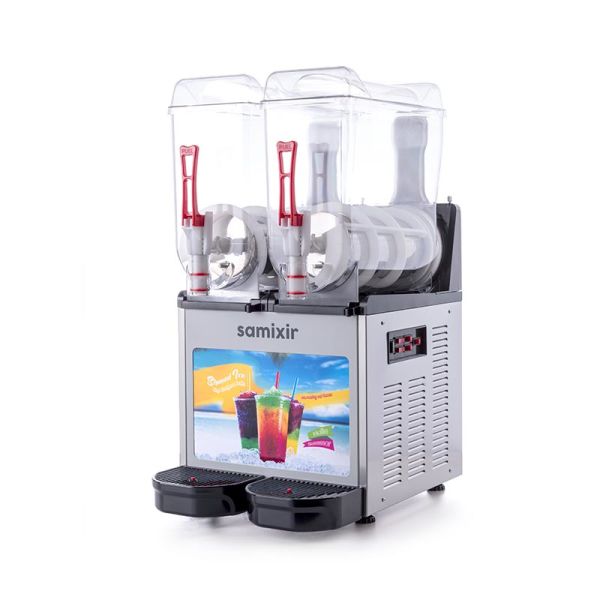 Samixir Allure Twin Ice Slush Granita ve Soğuk Meyve Suyu Dispenseri, 12+12 L, Inox, SLUSH24.IA