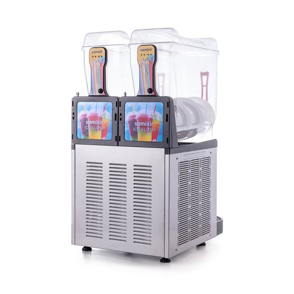 Samixir Allure Twin Ice Slush Granita ve Soğuk Meyve Suyu Dispenseri, 12+12 L, Inox, SLUSH24.IA