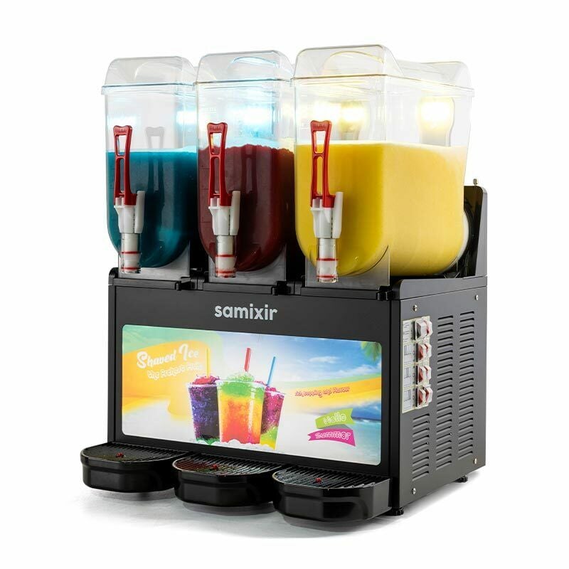 Samixir Allure Triple Ice Slush Granita ve Soğuk Meyve Suyu Dispenseri, 12+12+12 L, Siyah, SLUSH36.BA