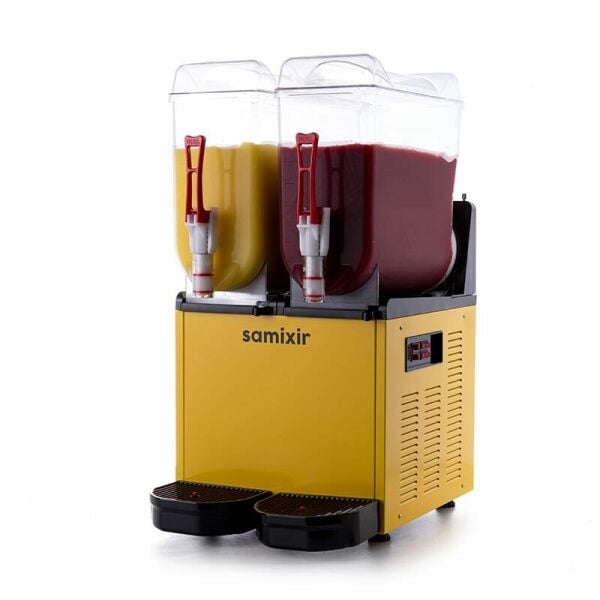 Samixir Ice Slush Twin Meyve Suyu Dispenseri, 12+12 L, Sarı, SLUSH24.Y