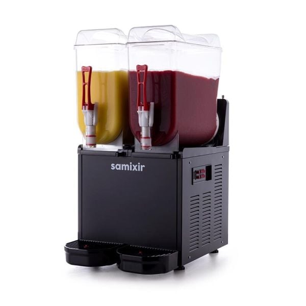 Samixir Twin Ice Slush Granita ve Soğuk Meyve Suyu Dispenseri, 12+12 L, Siyah, SLUSH24.B