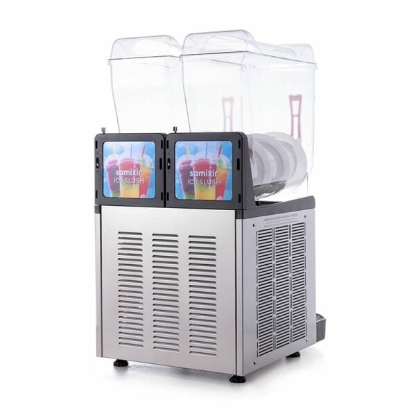 Samixir Twin Ice Slush Granita ve Soğuk Meyve Suyu Dispenseri, 12+12 L, Inox, SLUSH24.I
