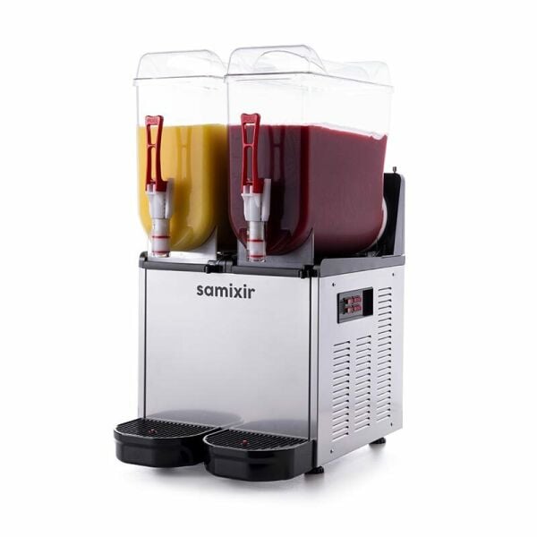 Samixir Twin Ice Slush Granita ve Soğuk Meyve Suyu Dispenseri, 12+12 L, Inox, SLUSH24.I