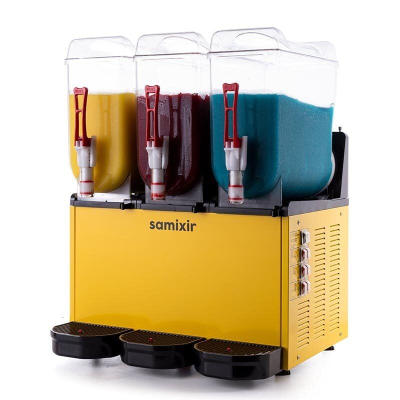 Samixir Ice Slush Triple Meyve Suyu Dispenseri, 12+12+12 L, Sarı, SLUSH36.Y
