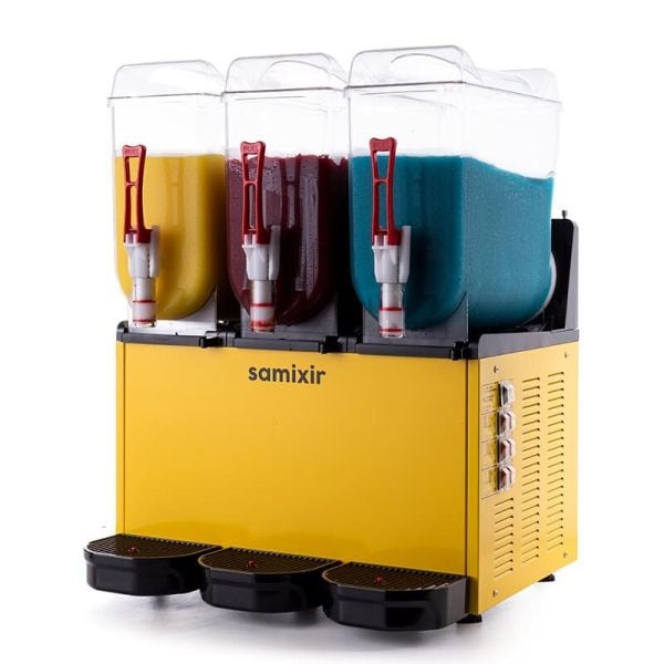 Samixir Ice Slush Triple Meyve Suyu Dispenseri, 12+12+12 L, Sarı, SLUSH36.Y
